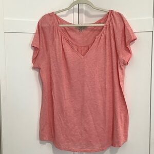 Misia Coral Short Sleeve V-Neck Top